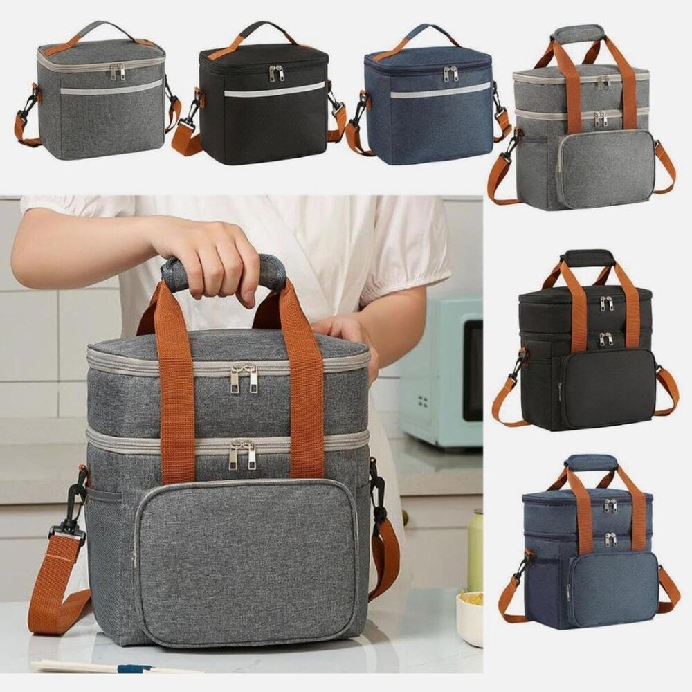 Double Layer Insulated Cooler Lunch Bag – 13L Large Capacity, Waterproof Thermal